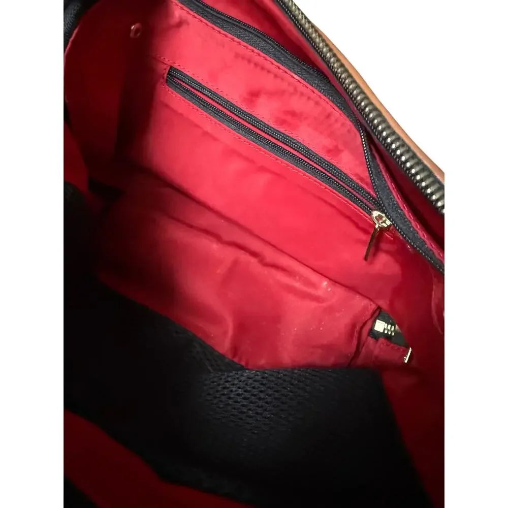 Kusshi Everyday Leather Makeup Bag in Camel Red Leather